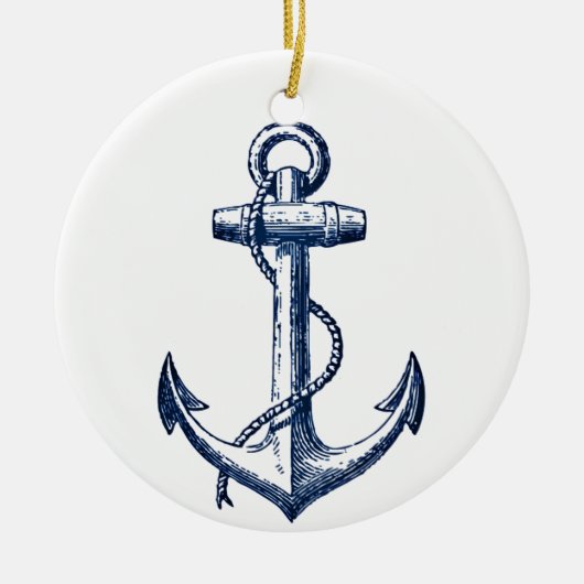 Navy Blue Anchor Keramisch Ornament (Voorkant)