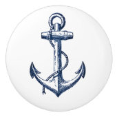 Navy Blue Anchor Keramische Knop (Voorkant)