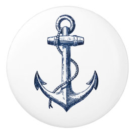 Navy Blue Anchor Keramische Knop