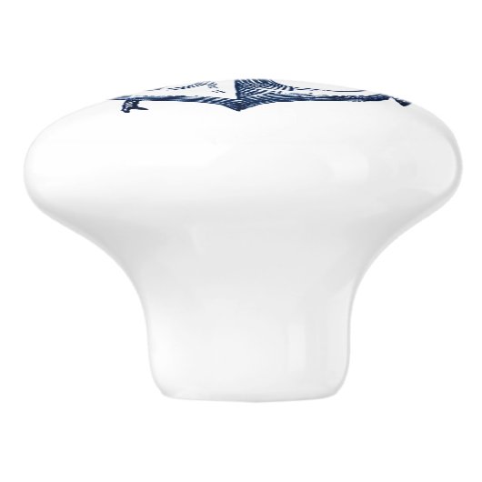 Navy Blue Anchor Keramische Knop (Zijkant)