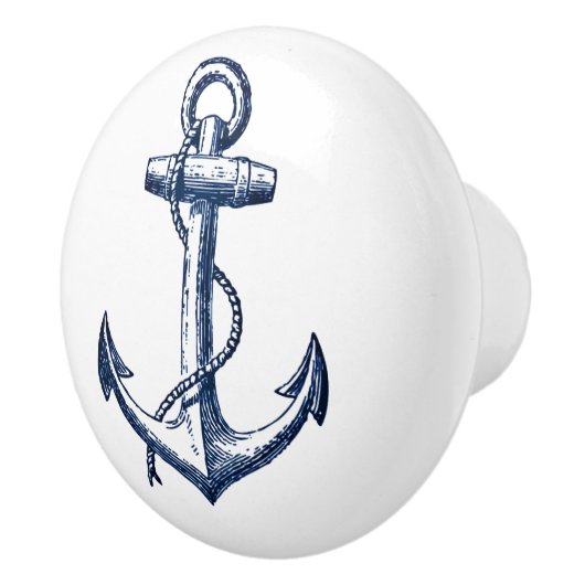 Navy Blue Anchor Keramische Knop (Rechts)