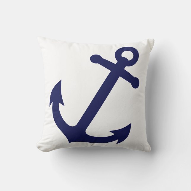 Navy Blue Anchor Kussen (Voorkant)