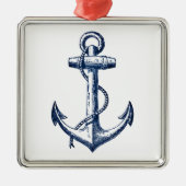 Navy Blue Anchor Metalen Ornament (Voorkant)