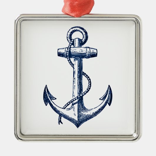 Navy Blue Anchor Metalen Ornament (Voorkant)