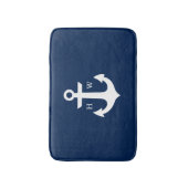 Navy Blue Anchor Monogram Badmat (Voorkant Verticaal)