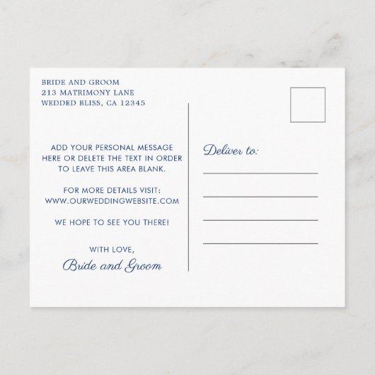 Navy Blue Anchor Monogram Nautical Save the Date Aankondigingskaart (Achterkant)