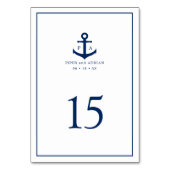 Navy Blue Anchor Monogram Nautical Wedding Kaart (Achterkant)