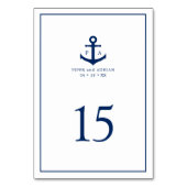 Navy Blue Anchor Monogram Nautical Wedding Kaart (Voorkant)
