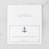 Navy Blue Anchor Monogram Nautical Wedding Plaatskaartje (Buitenkant ongevouwen)