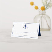 Navy Blue Anchor Monogram Nautical Wedding Plaatskaartje (Voorkant)