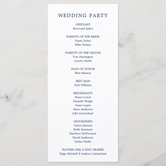 Navy Blue Anchor Monogram Nautical Wedding Programmakaart (Achterkant)