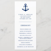 Navy Blue Anchor Monogram Nautical Wedding Programmakaart (Voorkant)
