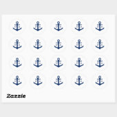 Navy Blue Anchor Monogram Nautical Wedding Ronde Sticker (Vel)