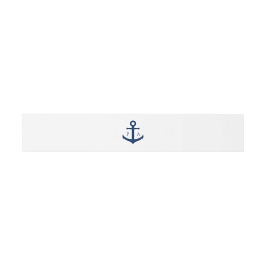 Navy Blue Anchor Monogram Nautical Wedding Uitnodigingen Wikkel (Vlak)