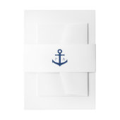 Navy Blue Anchor Monogram Nautical Wedding Uitnodigingen Wikkel (Voorkant Voorbeeld)