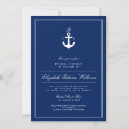 Navy Blue Anchor Monogram Vrijgezellenfeest Kaart