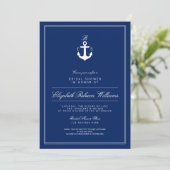 Navy Blue Anchor Monogram Vrijgezellenfeest Kaart (Staand voorkant)