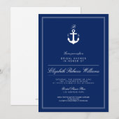 Navy Blue Anchor Monogram Vrijgezellenfeest Kaart (Voorkant / Achterkant)