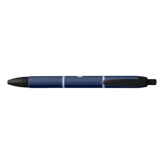 Navy Blue Anchor Monogrammed Blauwe Inkt Pen (Achterkant)