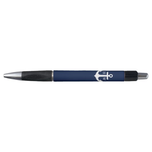 Navy Blue Anchor Monogrammed Pen (Voorkant)