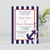 Navy Blue Anchor Nautical 5x7 Weddenschap Kaart (Staand voorkant)