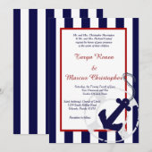 Navy Blue Anchor Nautical 5x7 Weddenschap Kaart (Voorkant / Achterkant)