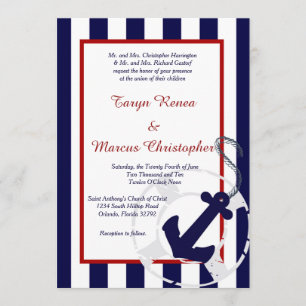 Navy Blue Anchor Nautical 5x7 Weddenschap Kaart
