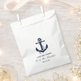 Navy Blue Anchor Nautical Beach bruiloft Bag Bedankzakje
