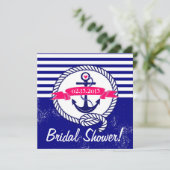 Navy Blue Anchor Nautical Bridal Shower Kaart (Staand voorkant)