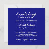 Navy Blue Anchor Nautical Bridal Shower Kaart (Achterkant)