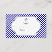 Navy blue anchor nautical bruiloft card plaatskaartje (Achterkant)