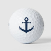 Navy Blue Anchor Nautical Golf Balls Golfballen (Voorkant)