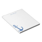 Navy Blue Anchor, Nautical Personalized Notitieblok (Schuin)