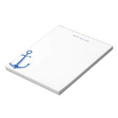 Navy Blue Anchor, Nautical Personalized Notitieblok (Linkerzijde)