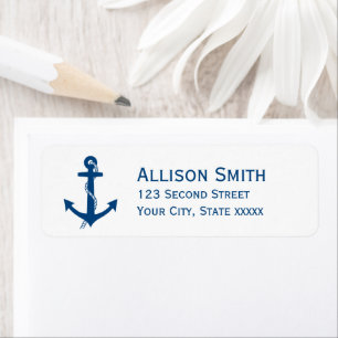 Navy Blue Anchor Nautical Return Address Labels
