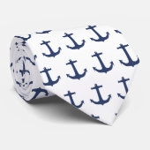 Navy Blue Anchor Nautical Sailor Stropdas (Opgerold)