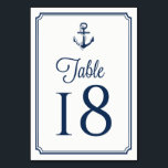 Navy Blue Anchor Nautical Table Numbers Card Kaart<br><div class="desc">Nautical table numbers card met marvy blue anchor met modern script. Deze tabelnummers zijn perfect voor bruiloften, verjaardagen, baby showers, afstuderen en soortgelijke gebeurtenissen. Houd er rekening mee dat je elk nummer moet aanpassen. Dit zou betekenen dat u vijf afzonderlijke en aangepaste lijstaantallen nodig hebt als u lijst nummer 1...</div>