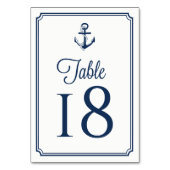 Navy Blue Anchor Nautical Table Numbers Card Kaart (Voorkant)