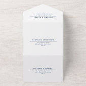 Navy Blue Anchor Nautical Wedding All In One Uitnodiging (Buitenkant)