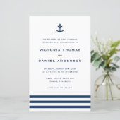 Navy Blue Anchor Nautical Wedding Invitation (Staand voorkant)