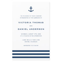 Navy Blue Anchor Nautical Wedding Invitation