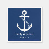 Navy Blue Anchor Nautical Wedding Servet (Voorkant)