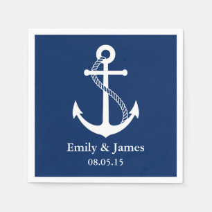 Navy Blue Anchor Nautical Wedding Servet