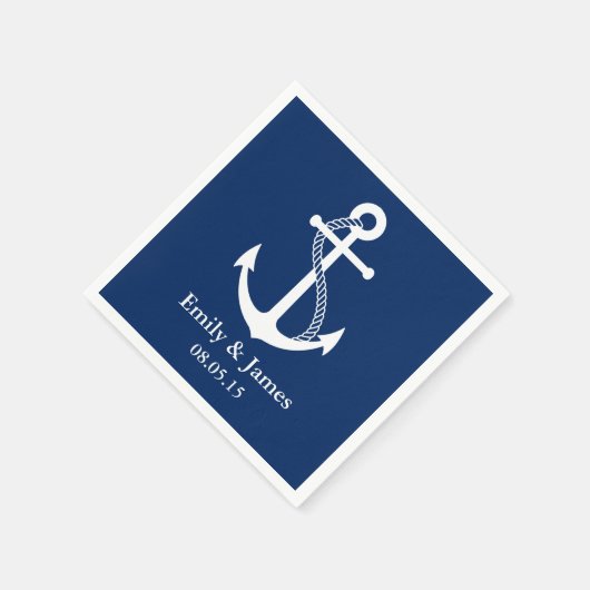 Navy Blue Anchor Nautical Wedding Servet (Hoek)