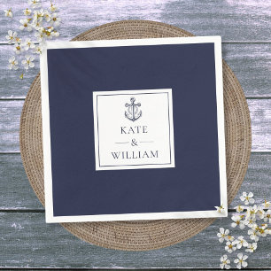 Navy Blue Anchor Nautical Wedding Servet