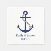Navy Blue Anchor Nautical Wedding Servetten (Voorkant)