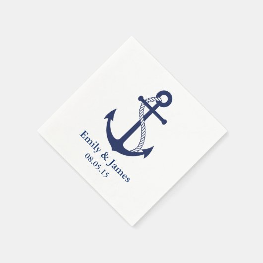 Navy Blue Anchor Nautical Wedding Servetten (Hoek)