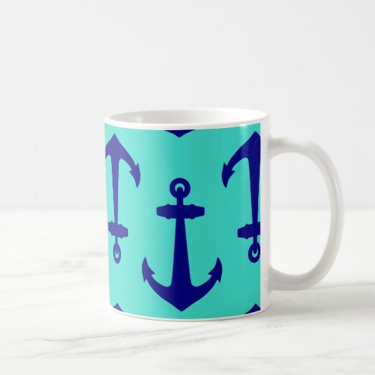 Navy Blue Anchor op het kustdek van Turquoise Koffiemok (Rechts)