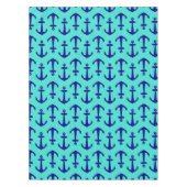 Navy Blue Anchor op het kustdek van Turquoise Tafelkleed (Voorkant)
