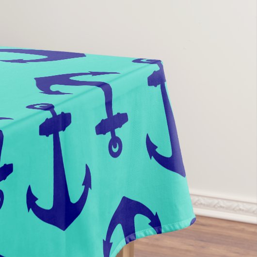 Navy Blue Anchor op het kustdek van Turquoise Tafelkleed (Voorbeeld)